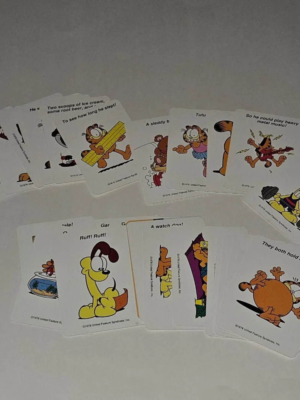 VTG 1978 Garfield 100 pc Puzzle Sandwich Rainbow Works Riddles & Jokes Cards Lot